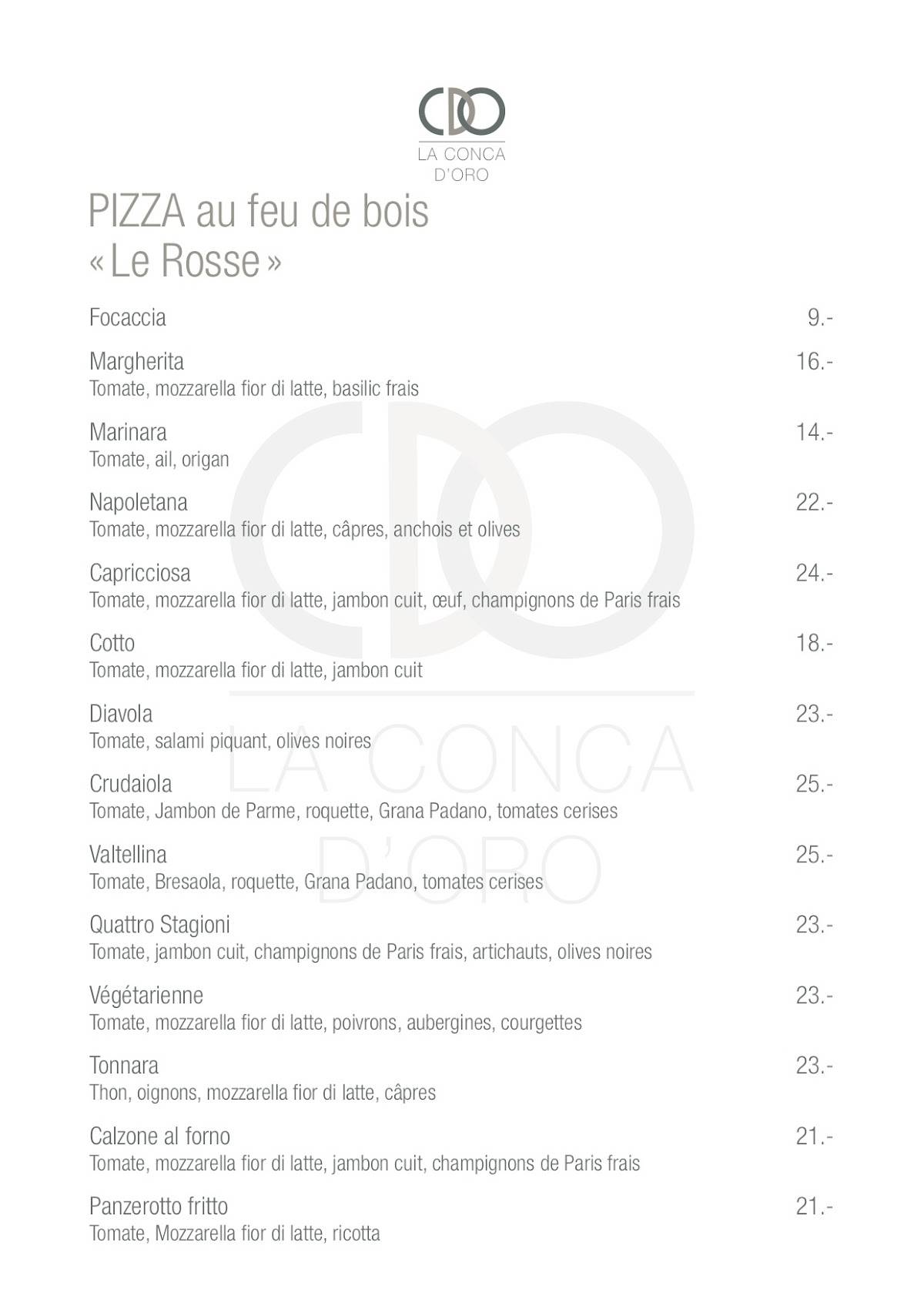 Menu di La Conca d'Oro 