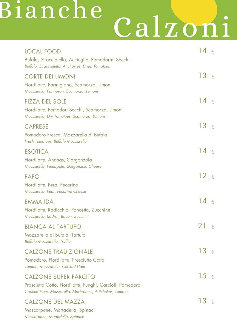 Menu di La Corte dei Limoni 
