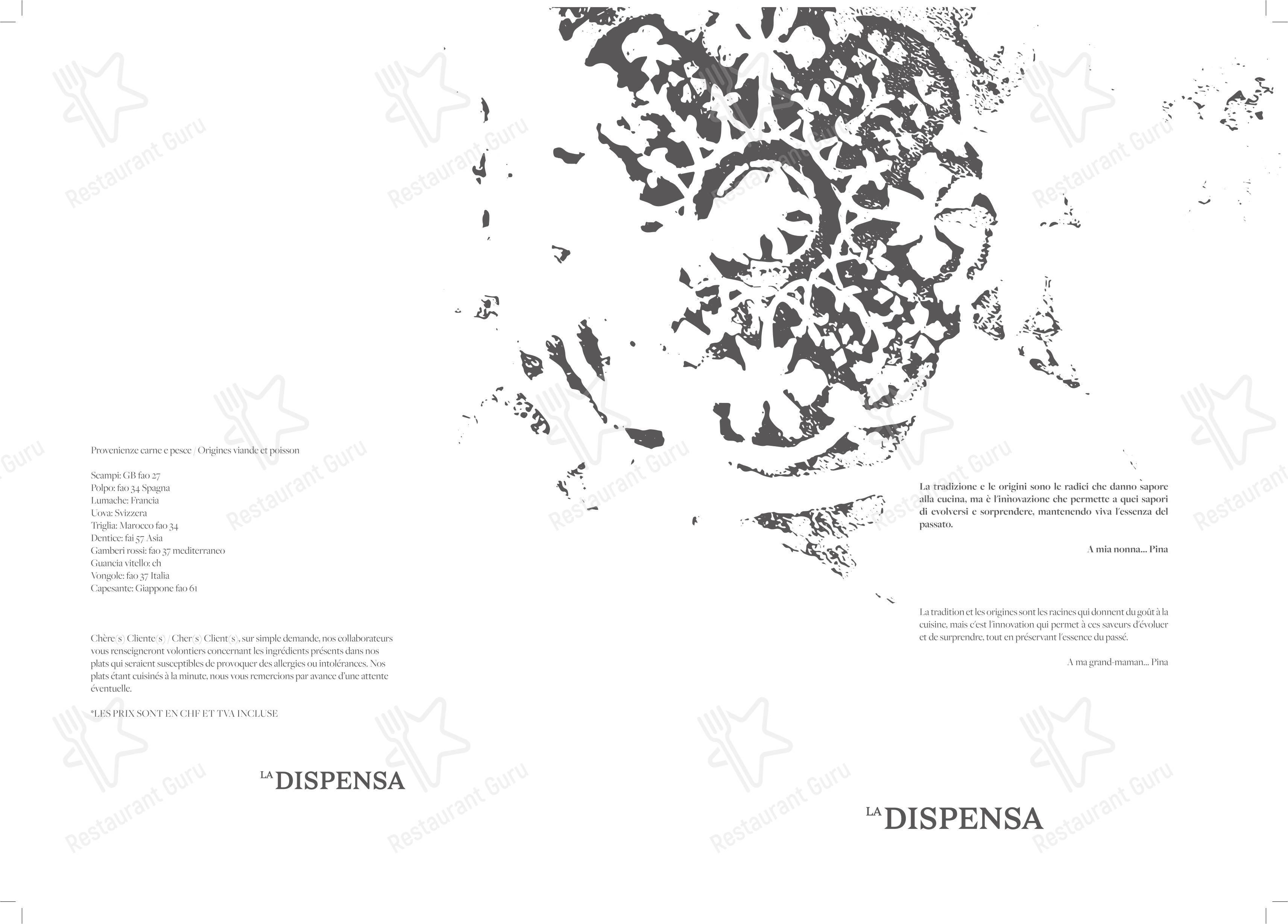 Menu bar per La Dispensa Ristorante italiano in Neuchâtel
