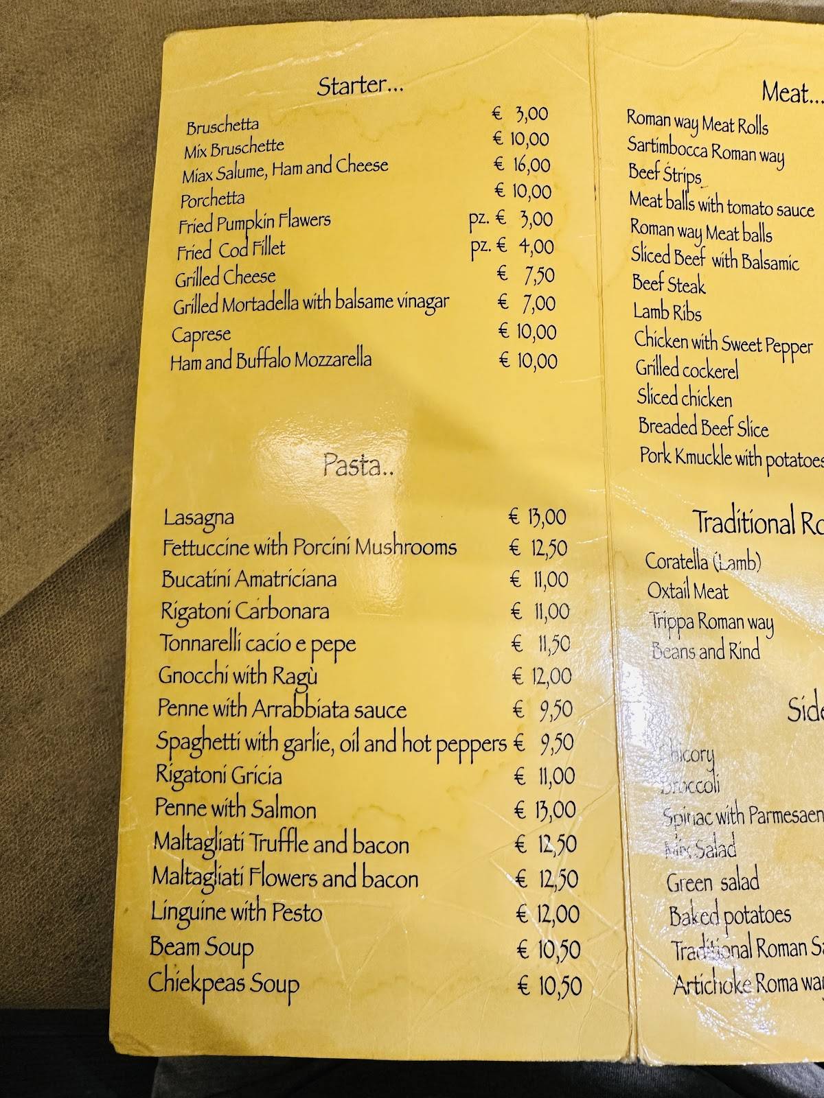 Menu di La Fraschetta Romanesca 