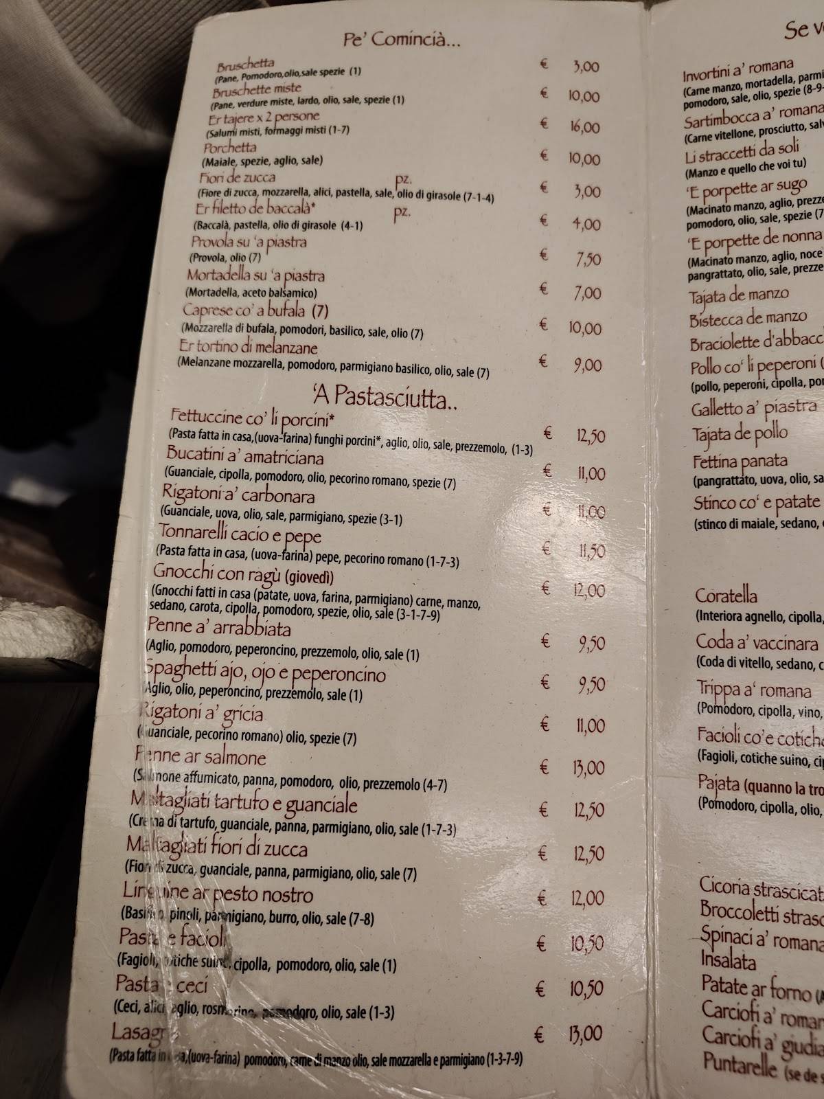 Menu di La Fraschetta Romanesca 
