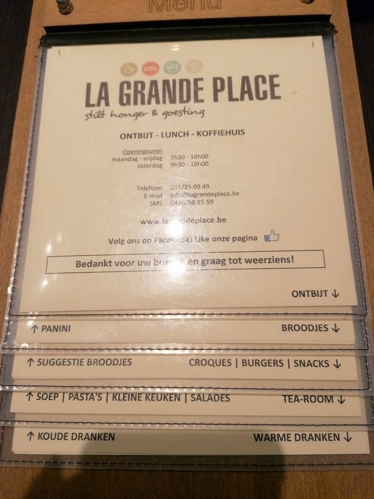 Menu de La Grande Place