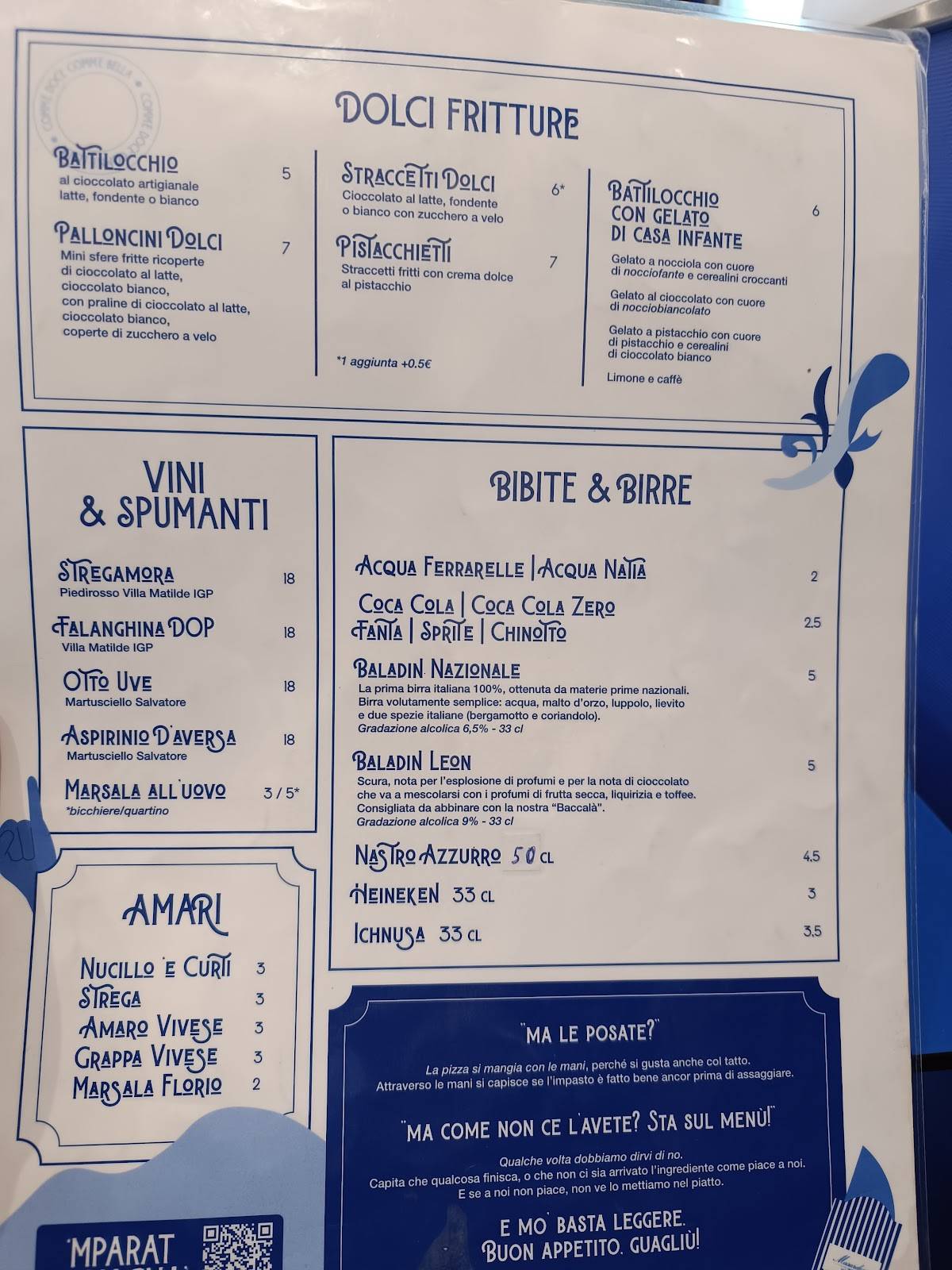 Menu di La Masardona 