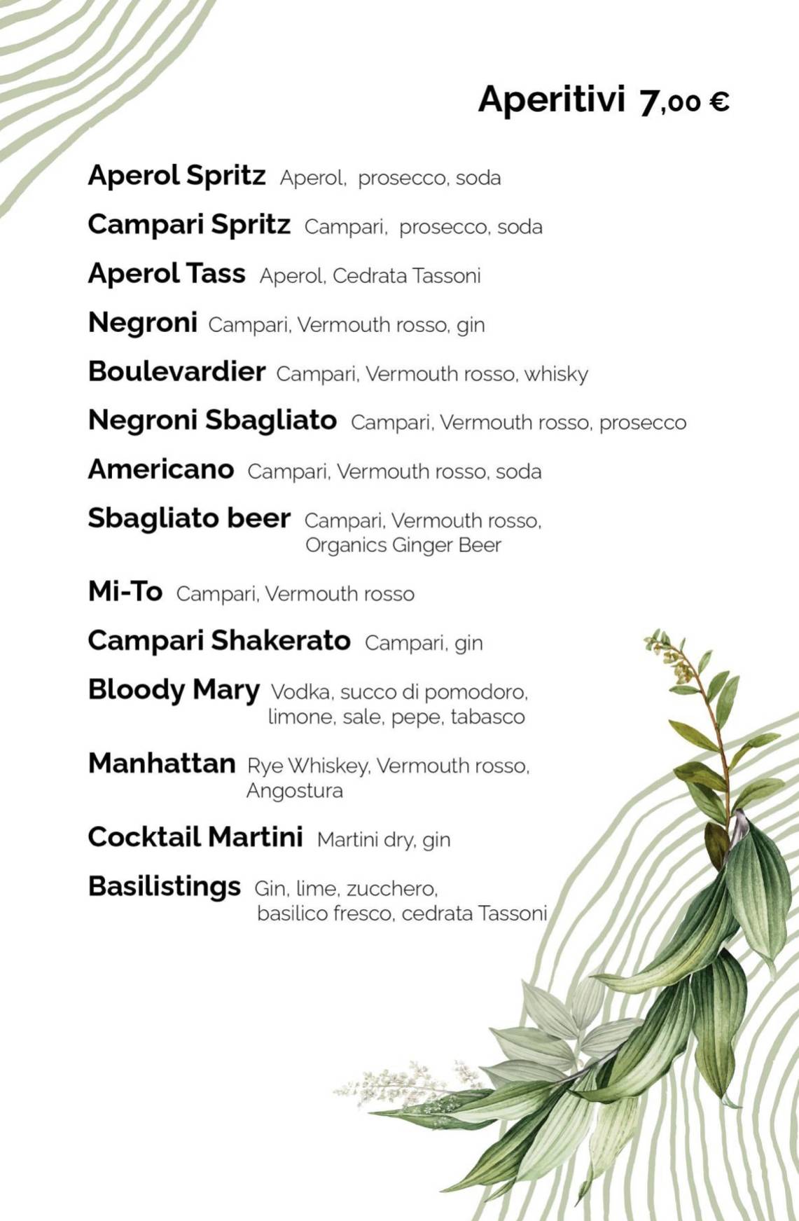 Menu di La Pagoda Lounge Bar 