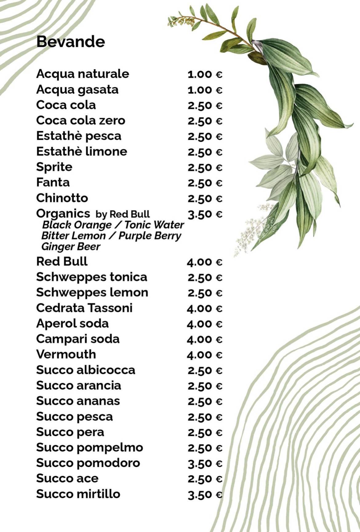 Menu di La Pagoda Lounge Bar 