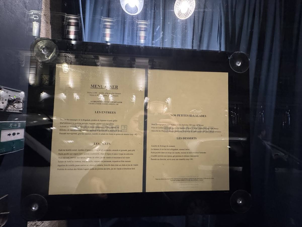 Menu de La Petite Régalade