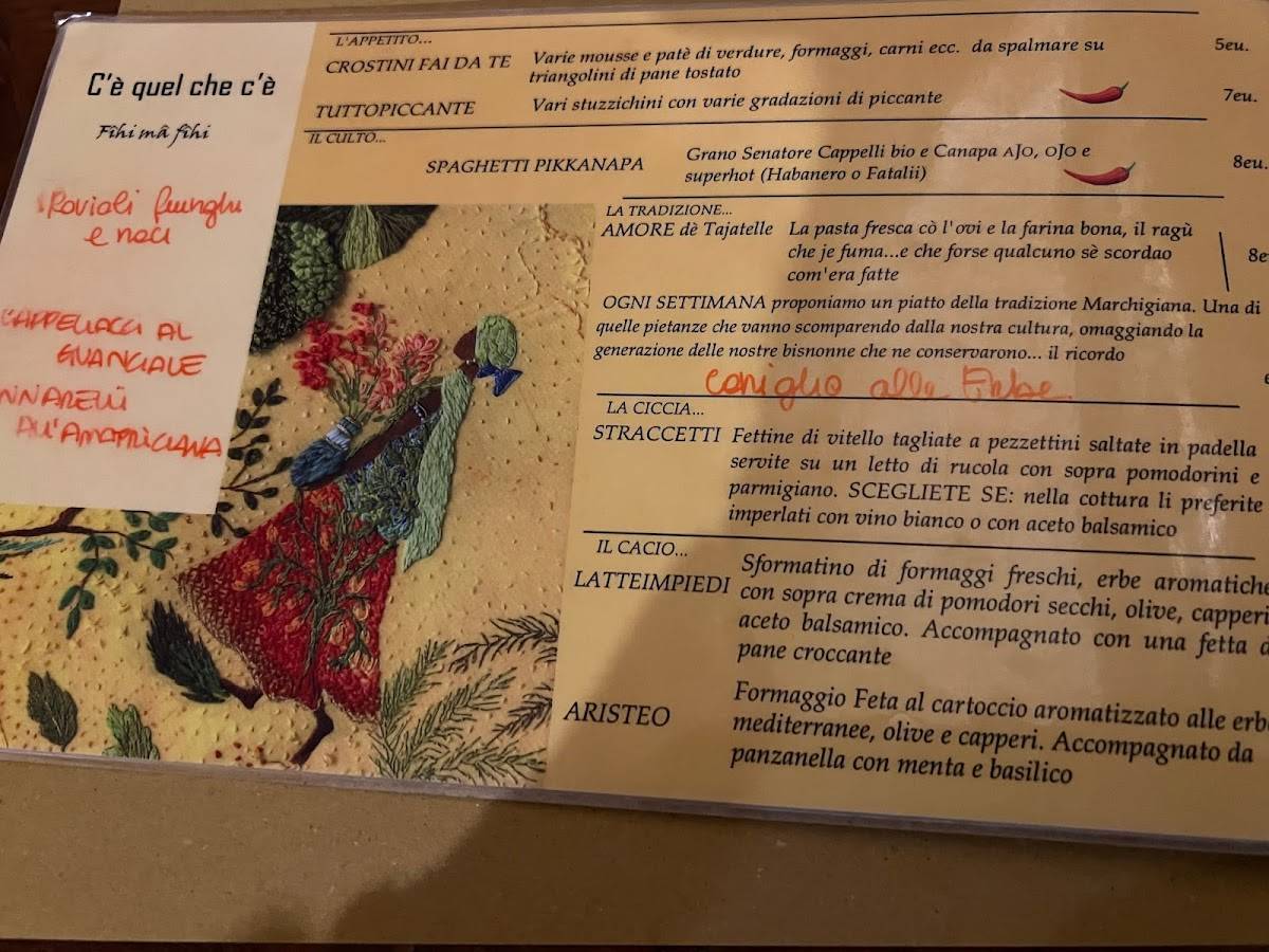 Menu di La Rincrocca 