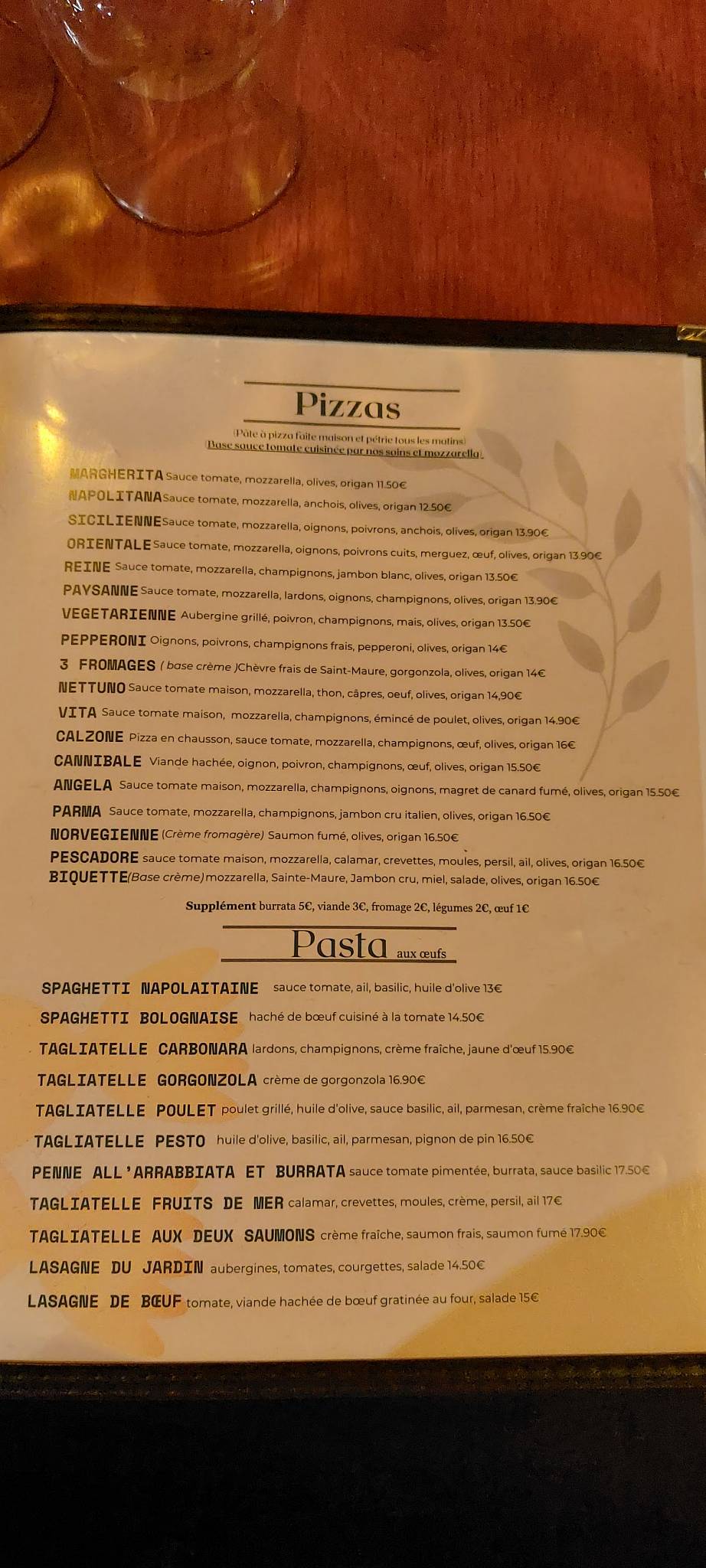 Menu de Restaurant La Romana Tours