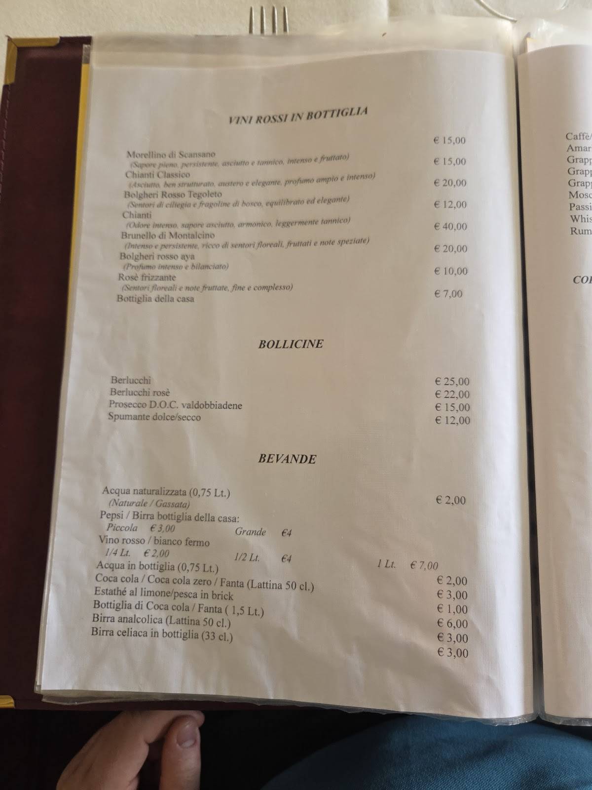 Menu di LA SIESTA 