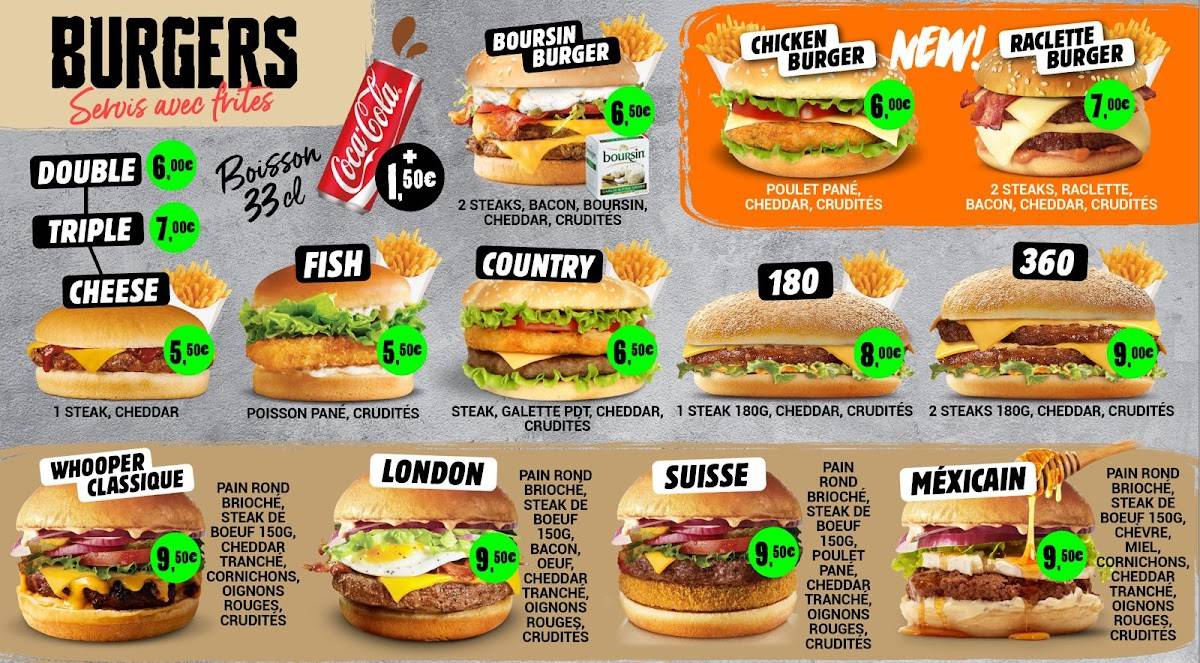 Menu de La Strada. Kebab..tacos..burger..