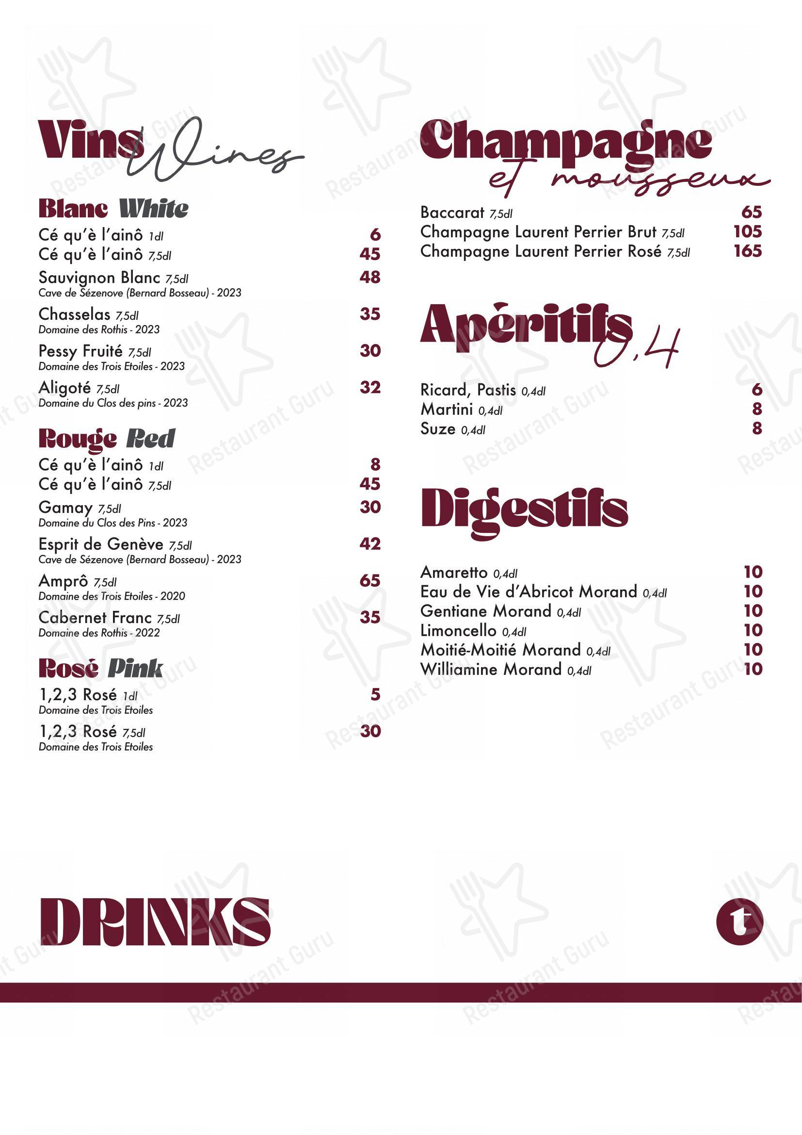 菜单 per La Table Grenat ristorante