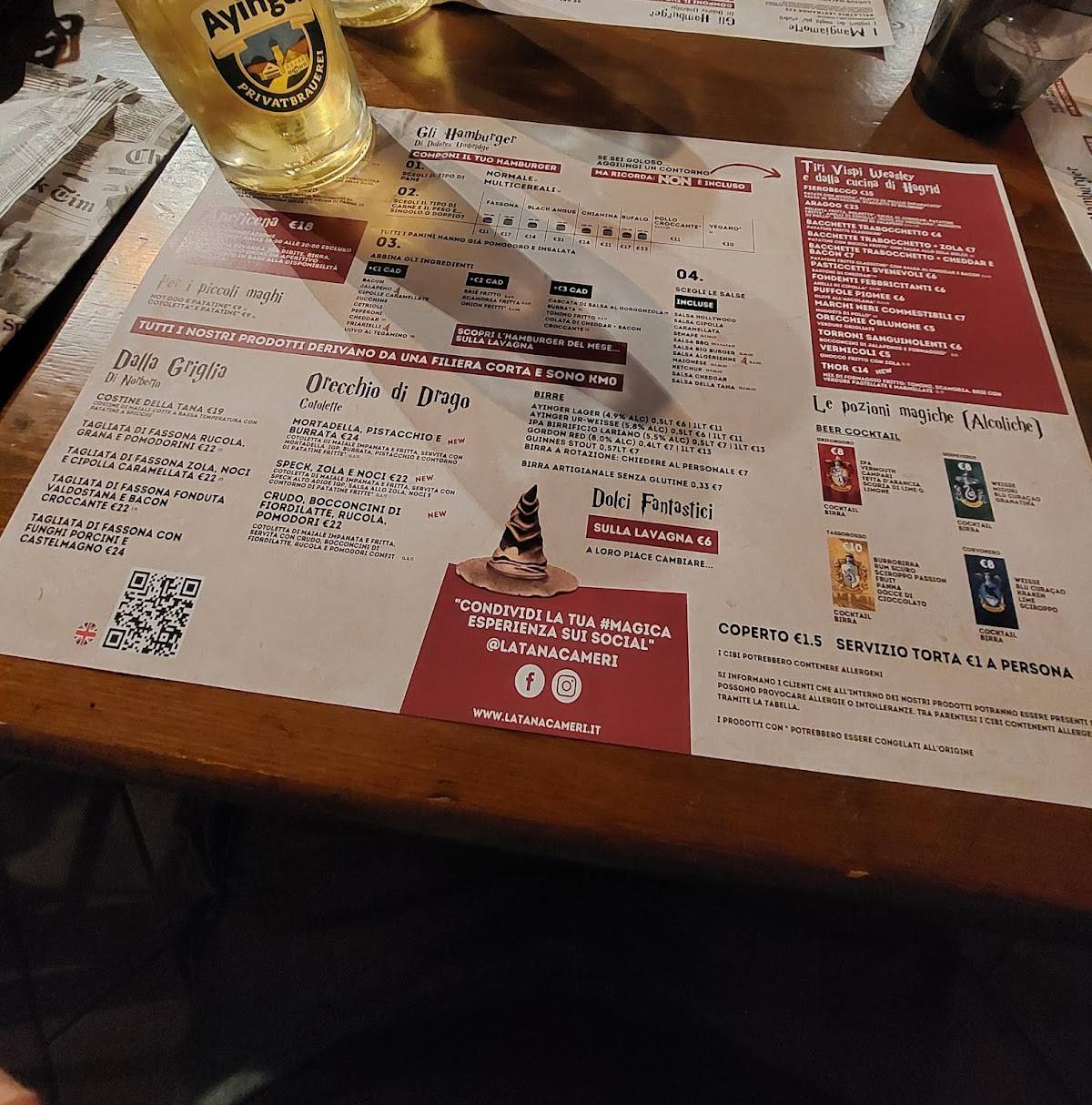 Menu di La Tana - Hamburgheria & Birreria Cameri 