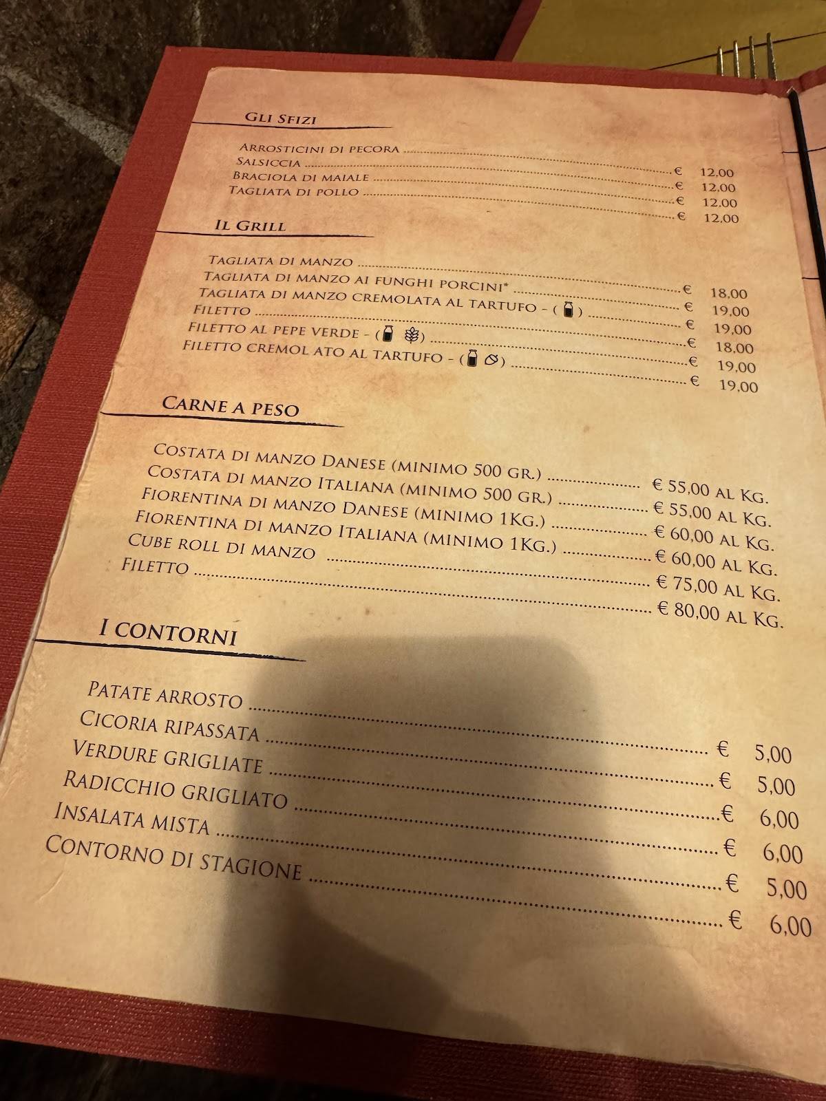 Menu di La Taverna Del Vicolo Roma 