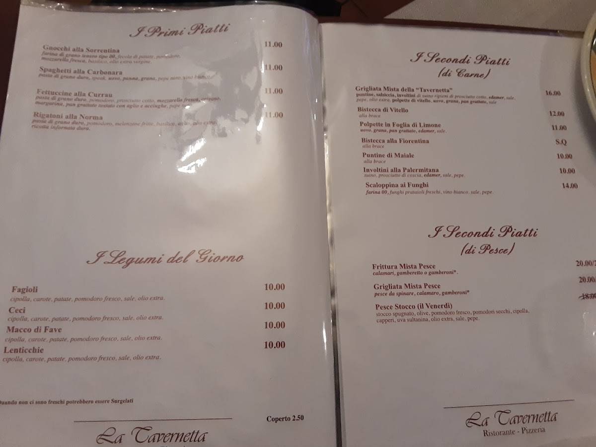 Menu di La Tavernetta 