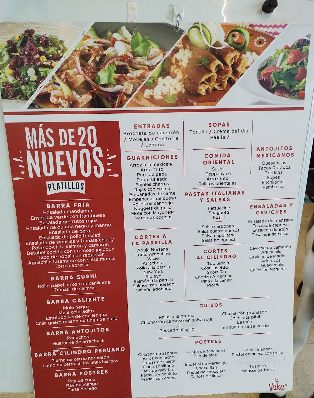 Carta del restaurante La Vaka Las Antenas, Ciudad del México