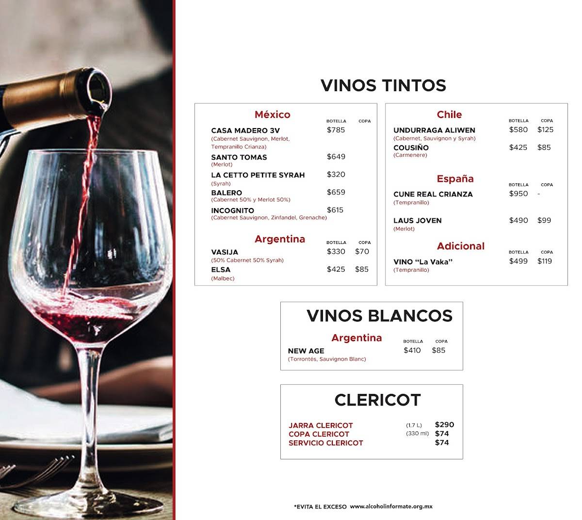 Carta del restaurante La Vaka Las Antenas, Ciudad del México