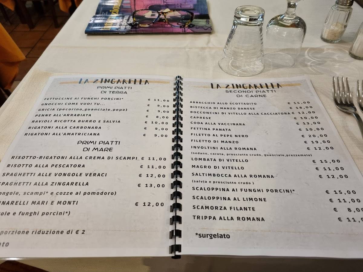 Menu di La Zingarella 