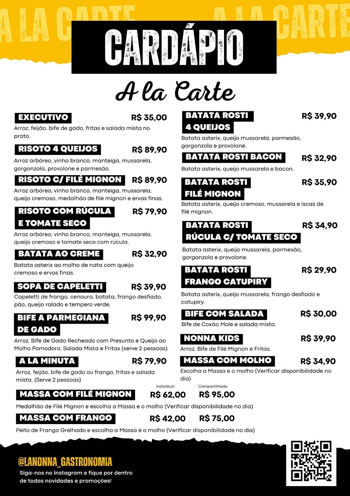 La nonna Gastronomia cardápio