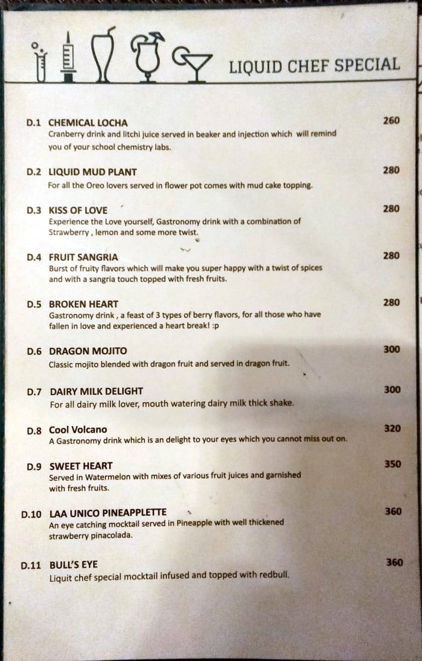 Laa Unico menu