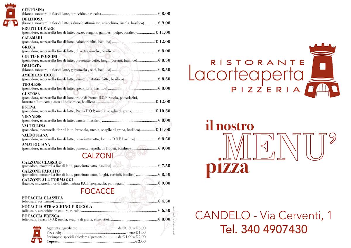 Menu di Lacorteaperta Ristorante Pizzeria 