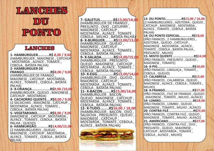 Lanches Do Ponto cardápio