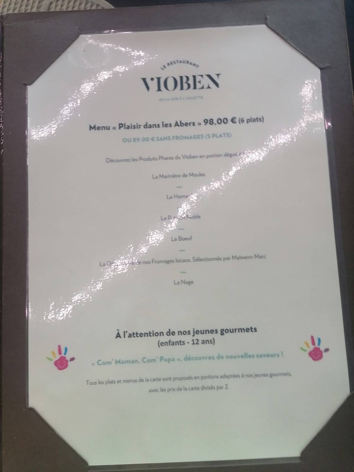 Menu de Restaurant Le Vioben, Port de l'Aber Wrac'h