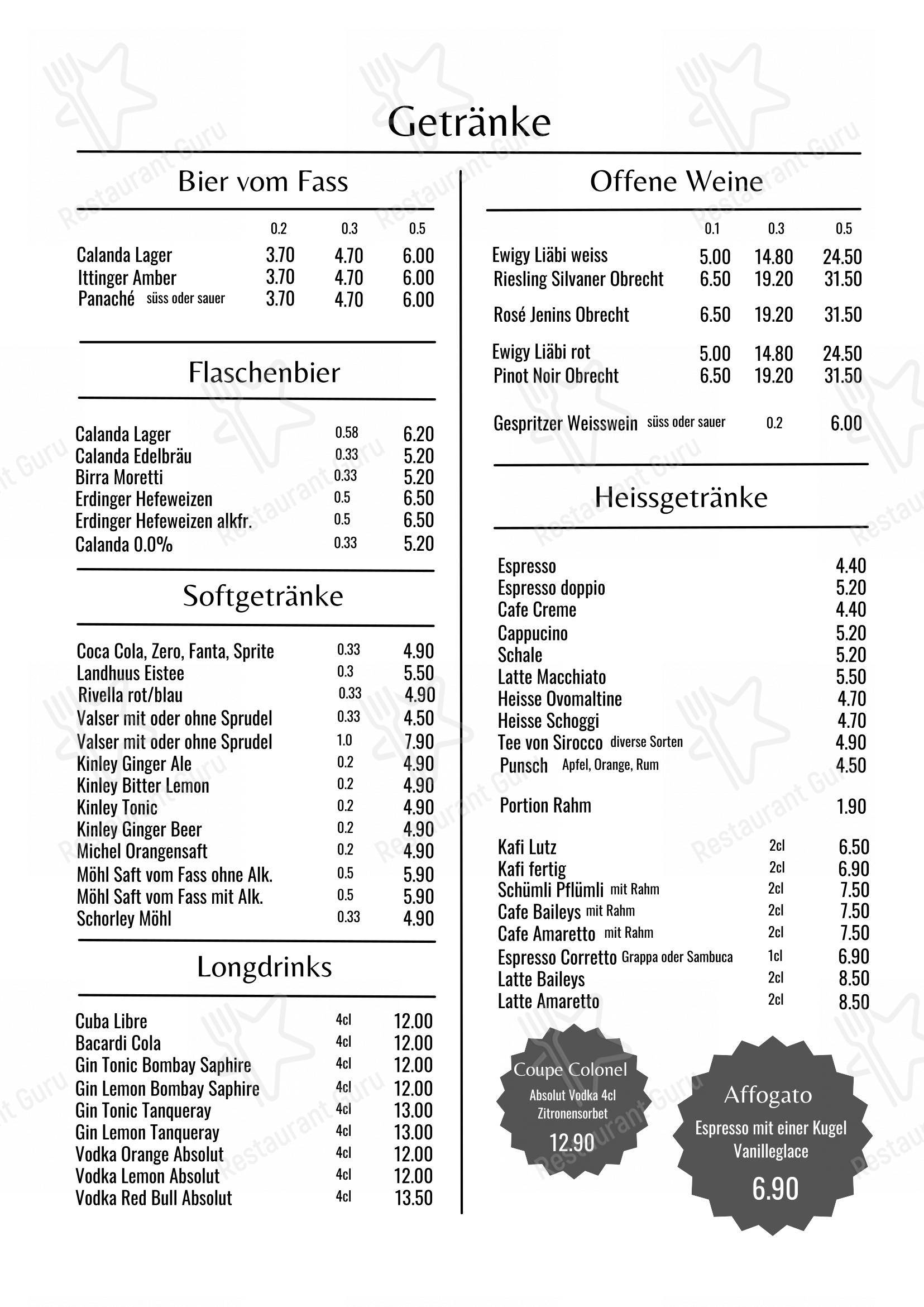 Menu per Landhuus Jenaz ristorante