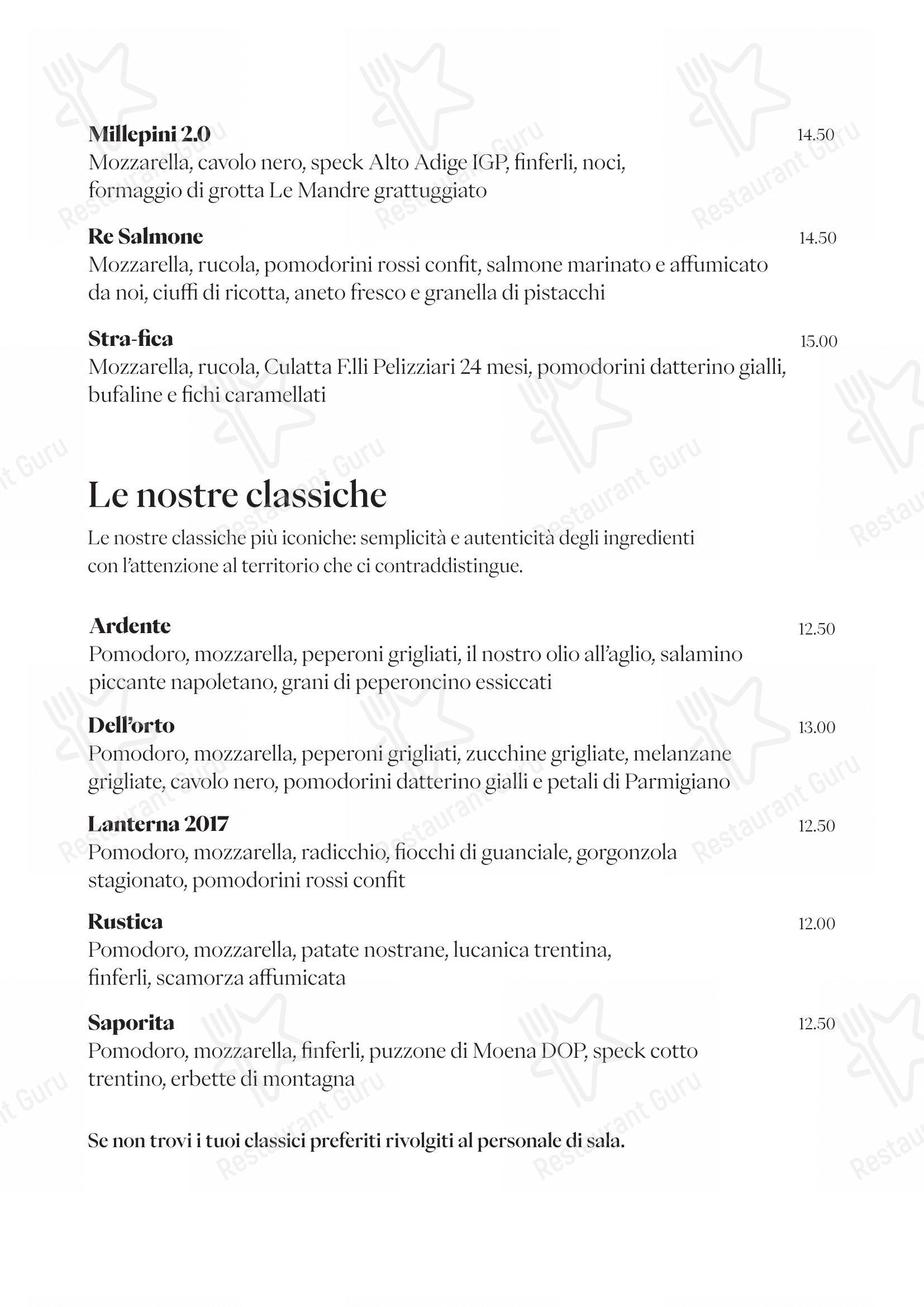 Menu per Lanterna Pizzeria & Brew Pub in Montagnaga
