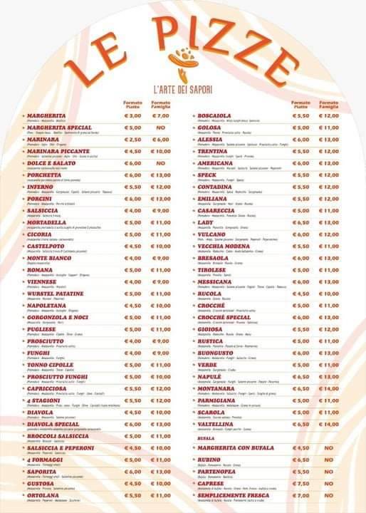 Menu di L'arte dei sapori 