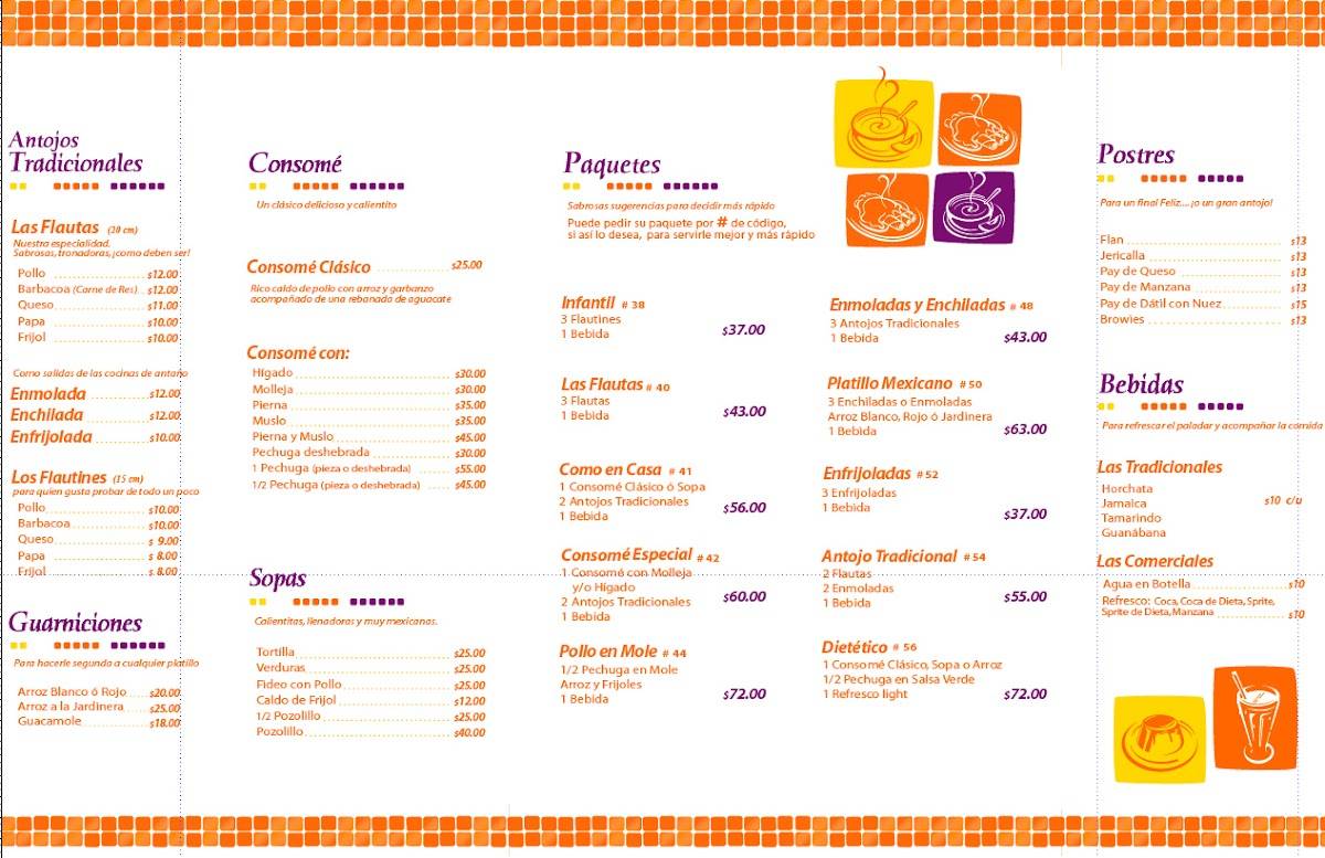 Carta del restaurante Las Flautas Zona Real, Zapopan, Av. Sta