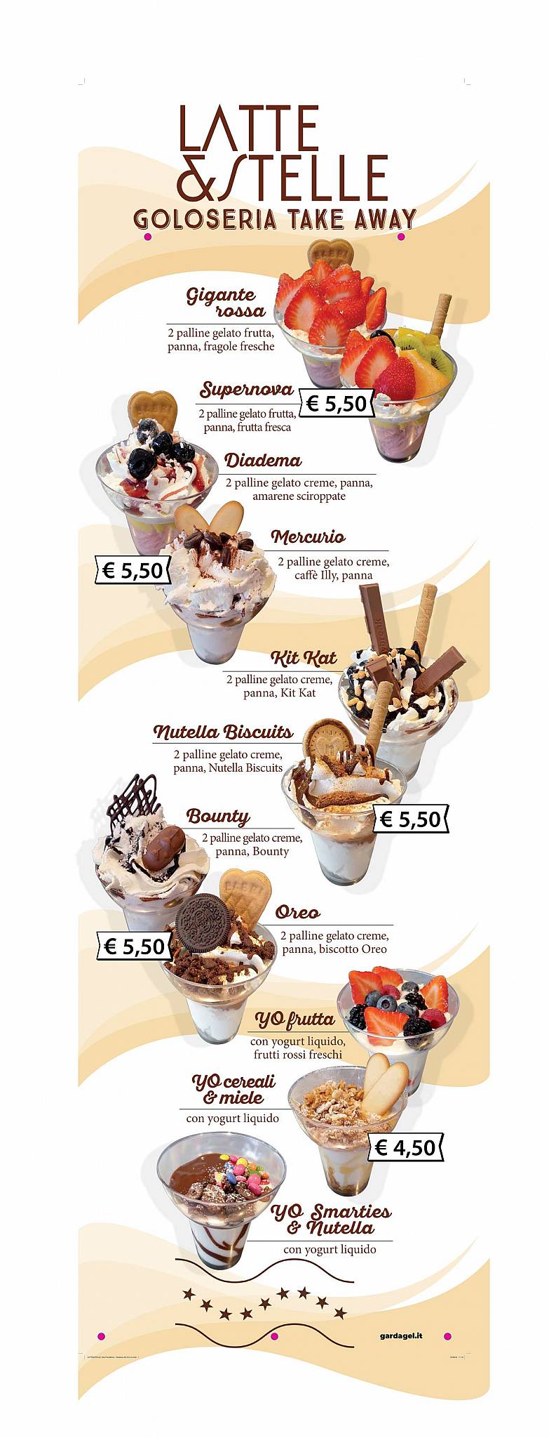 Menu di Latte & Stelle - Gelateria e Pasticceria 