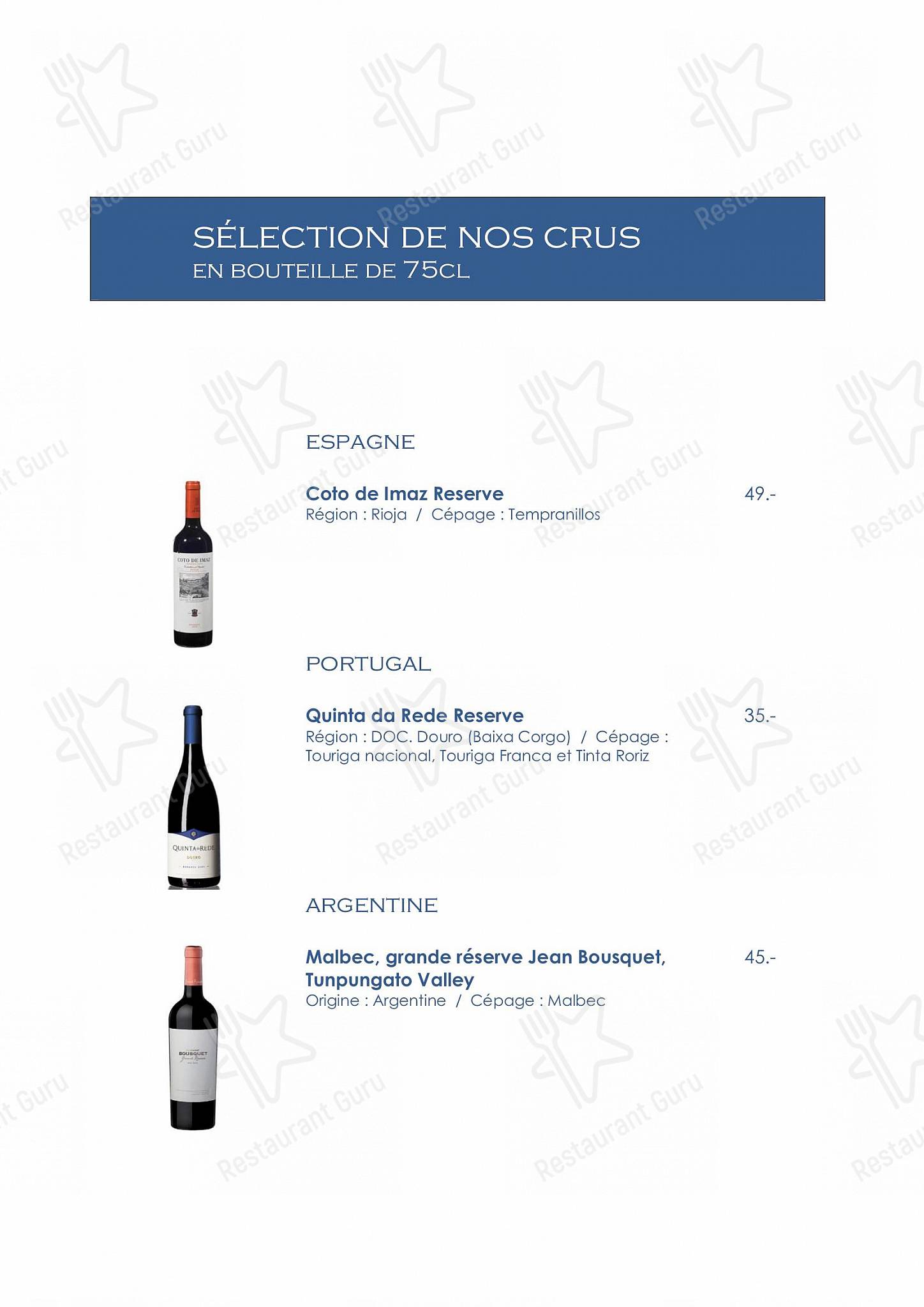 Menu per Hôtel-Restaurant Le Raisin caffè bar