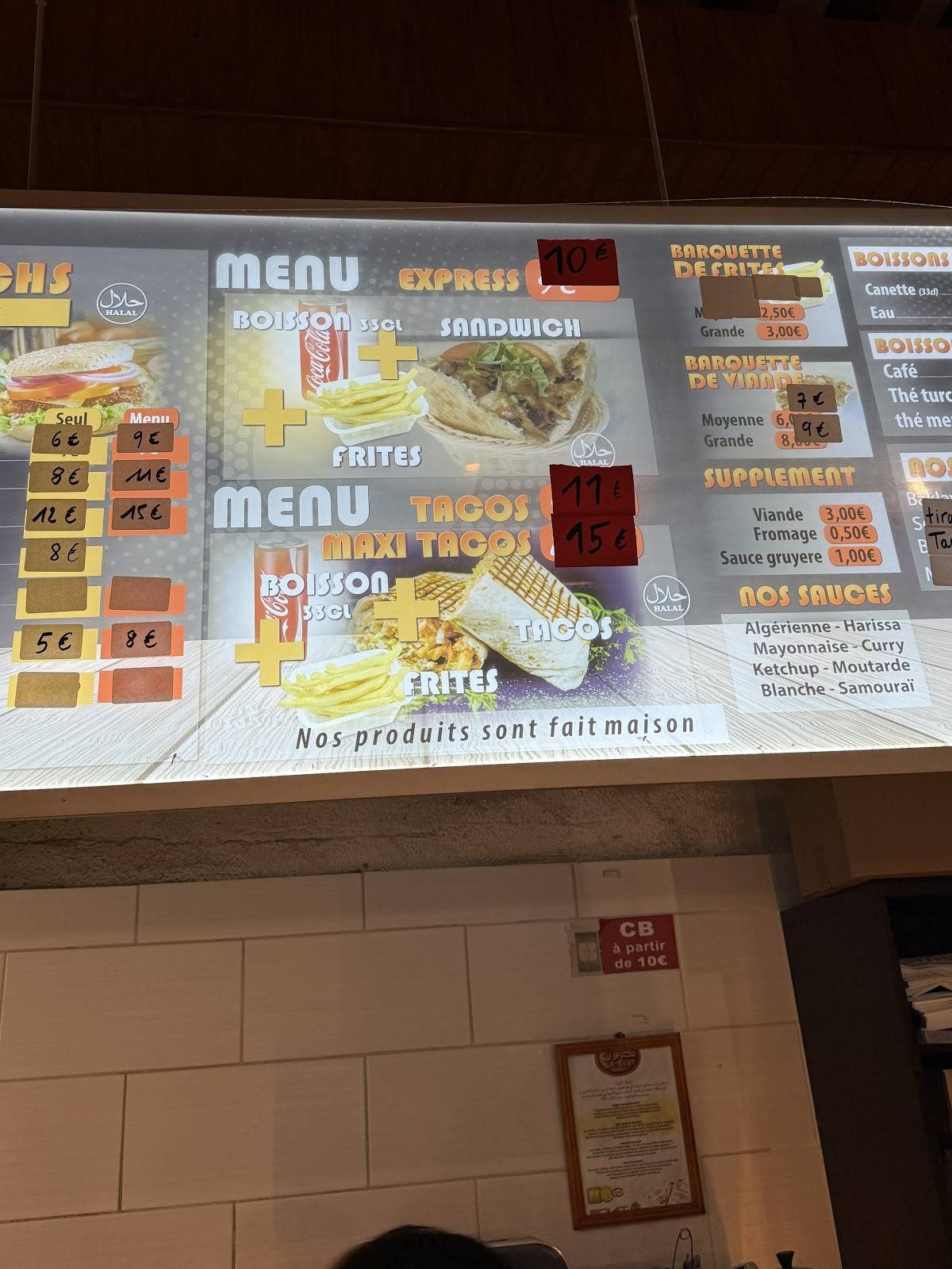 Menu de Le Familial kebab