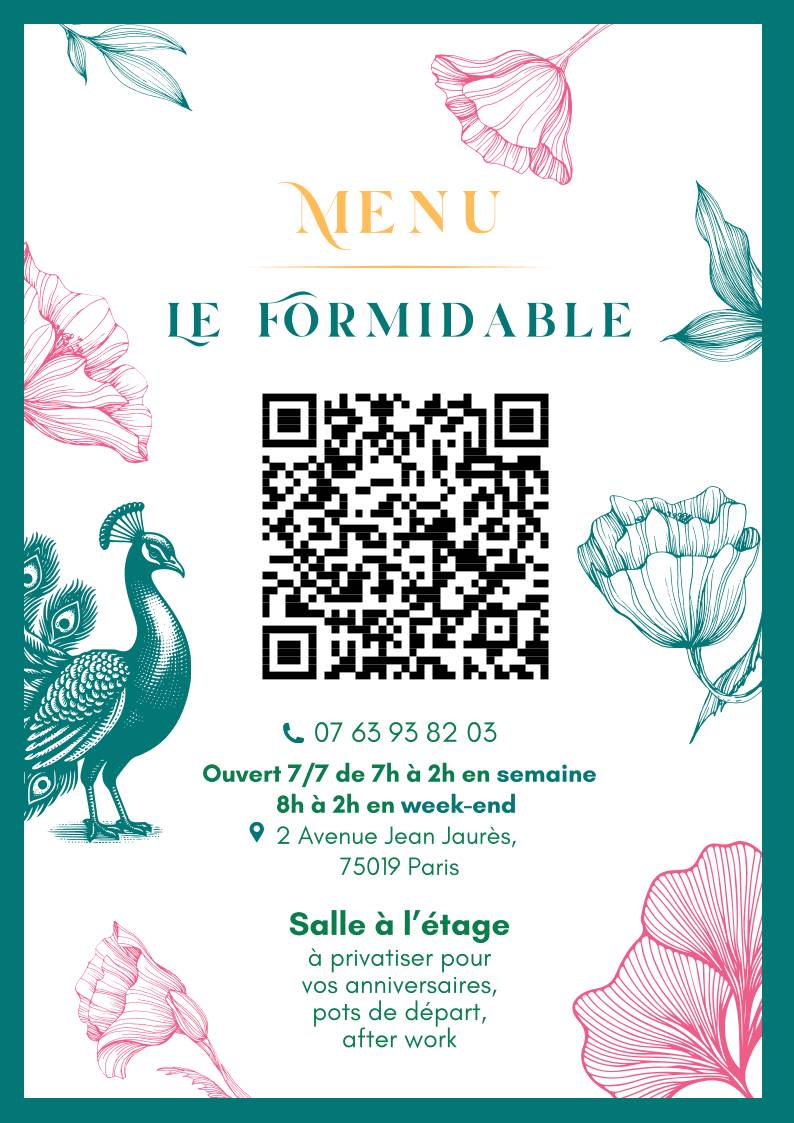 Menu de Le Formidable