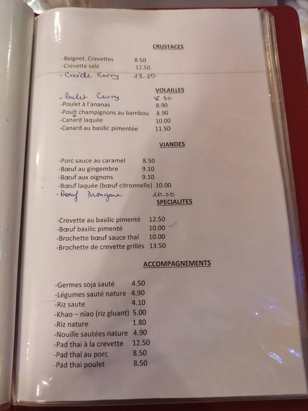 Menu de Le Lotus