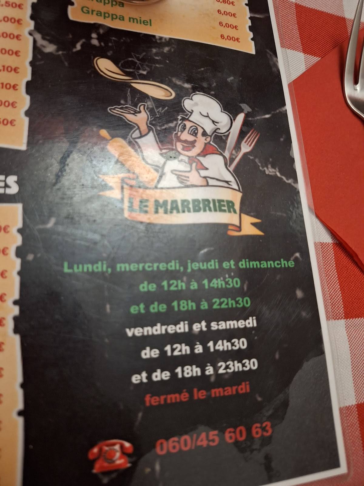 Menu de Le Marbrier