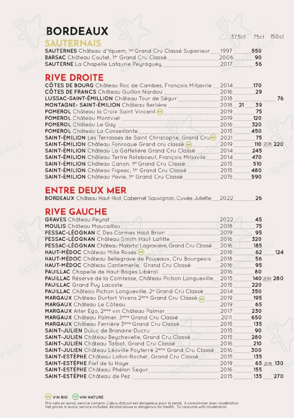 Menu pour Le Monchu - Основное меню