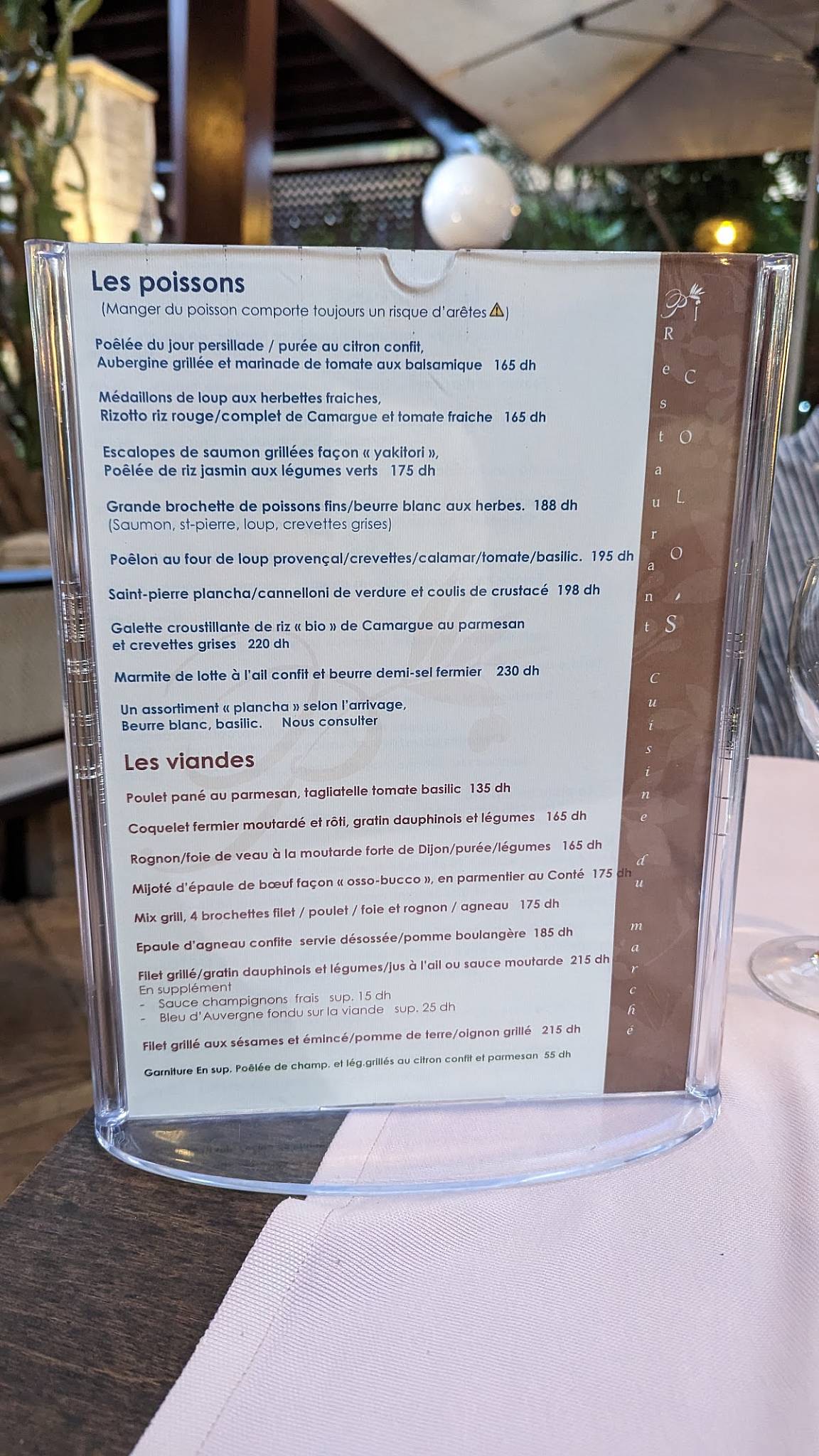 Menu de Le Picolo's