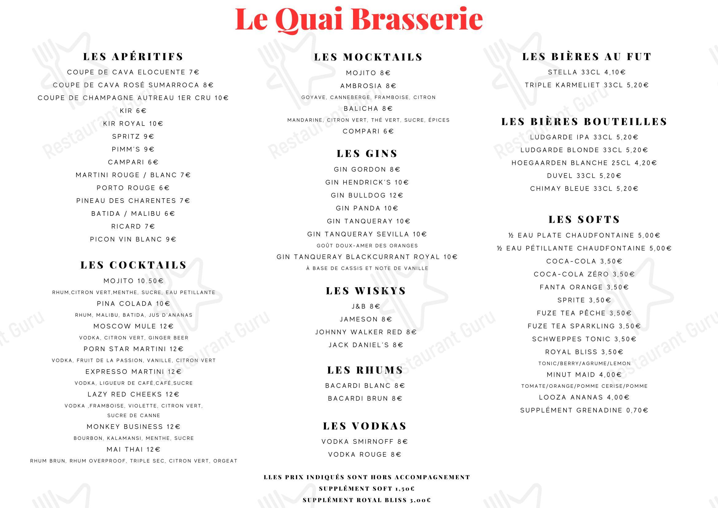 Le Quai Brasserie dans Rixensart - Menu