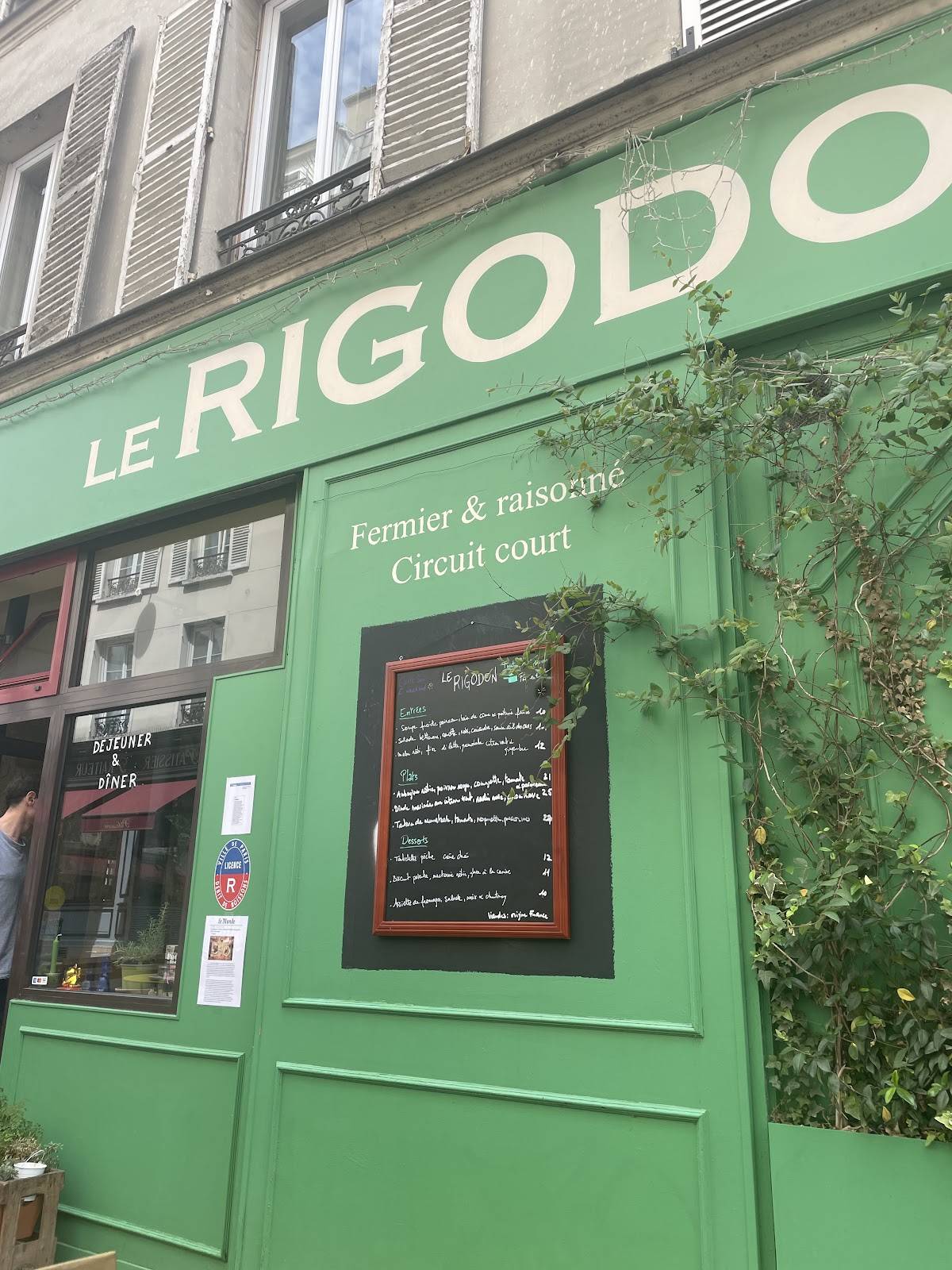 Menu de Le Rigodon