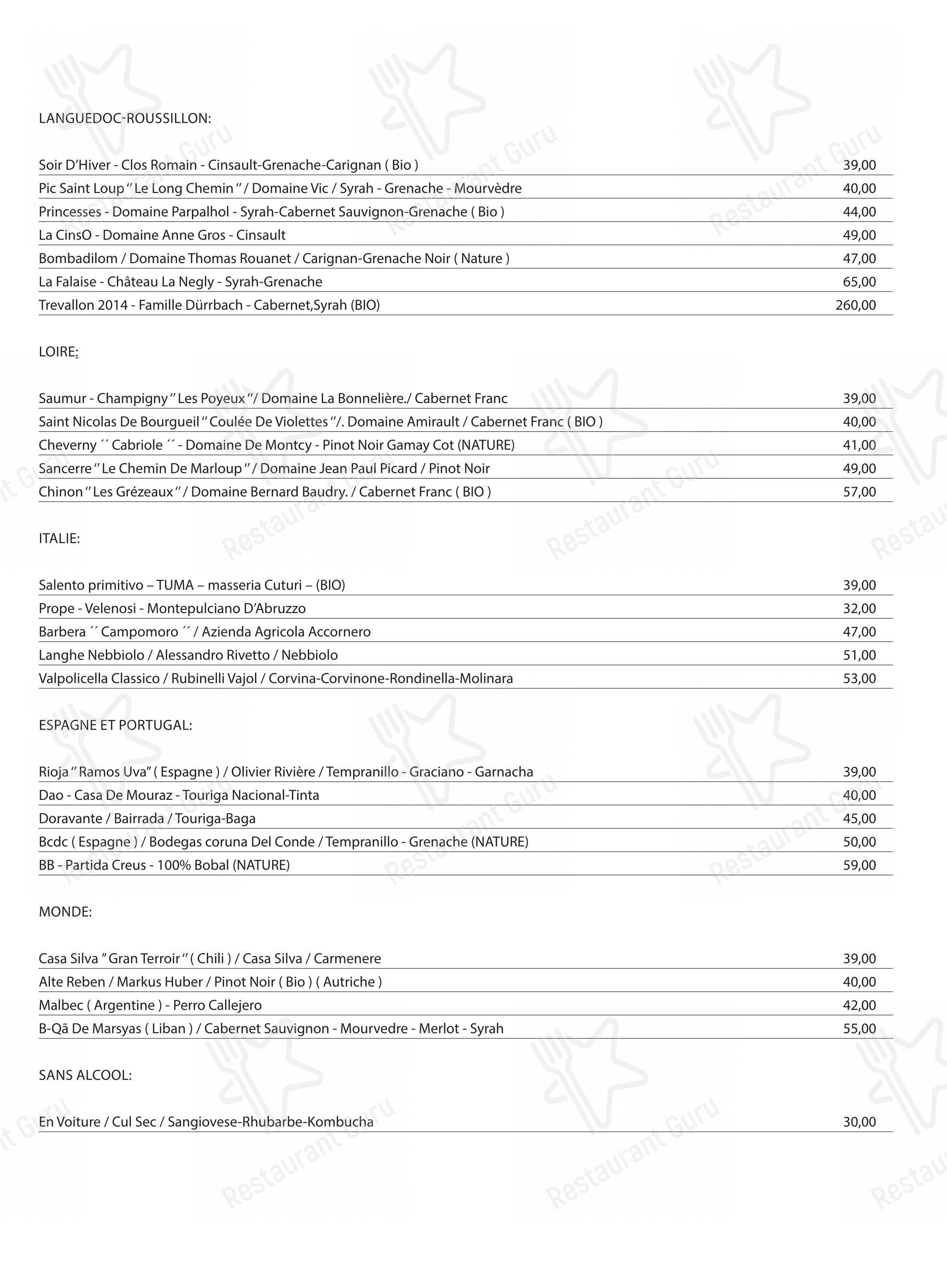 Menu pour Le Selecto restaurant