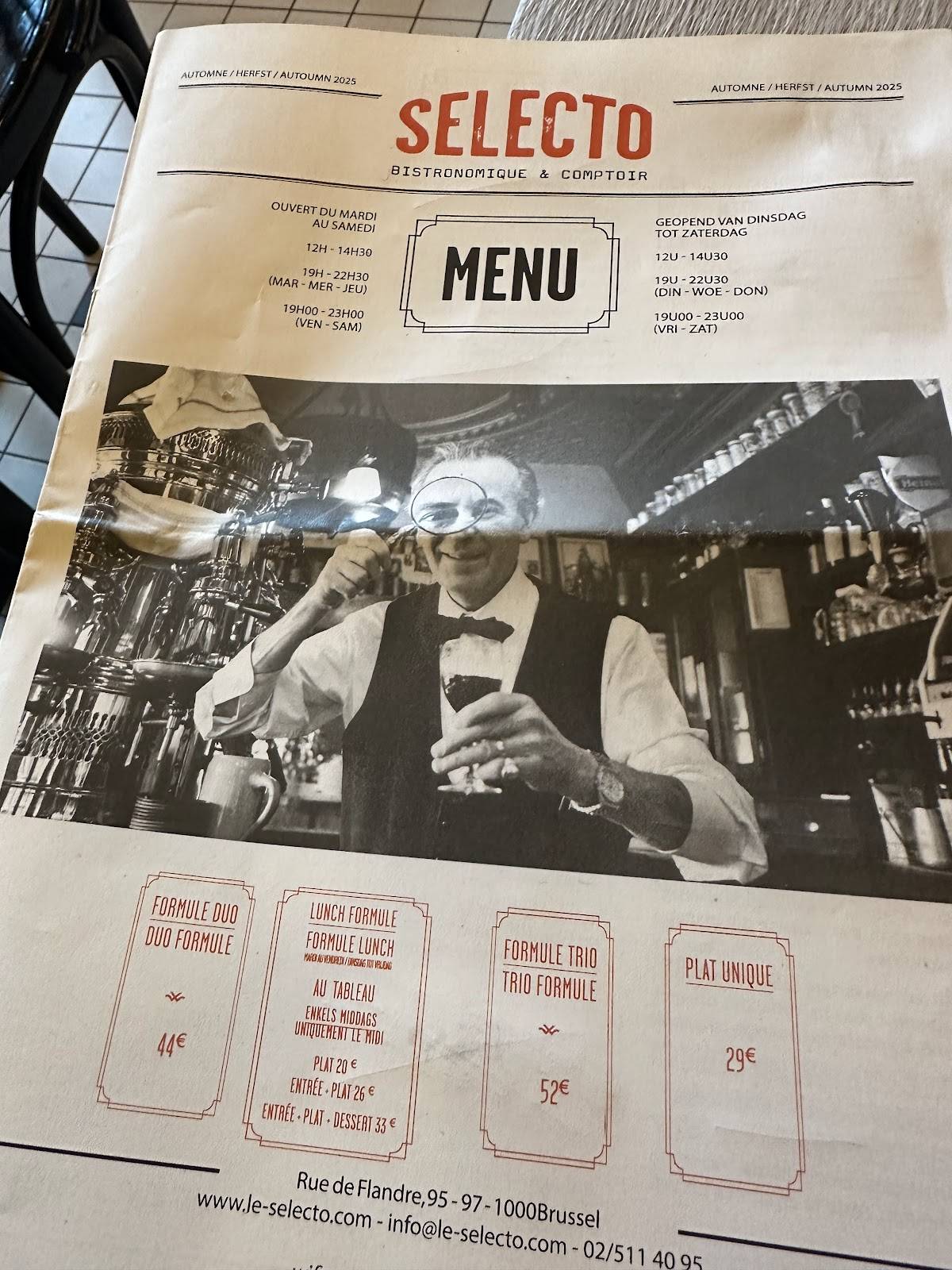 Menu de Le Selecto