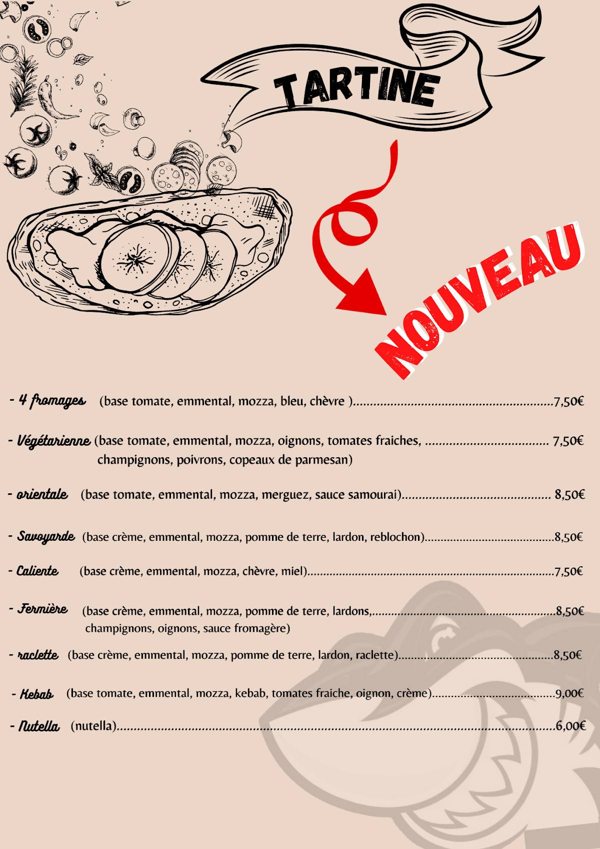 Menu de Le Sharks Onur kebab