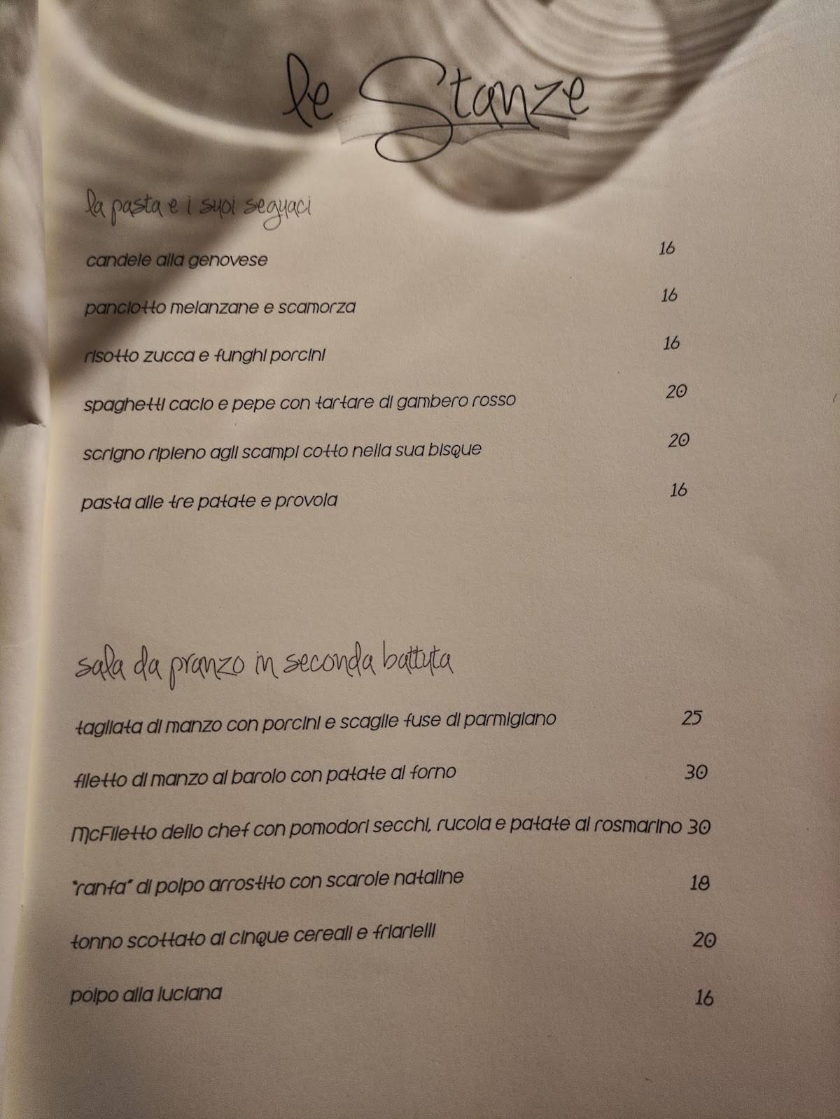 Menu di Le Stanze Napoli 