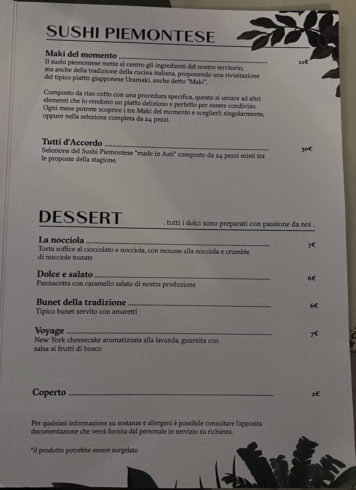 Menu di Le Teste di Rapa 