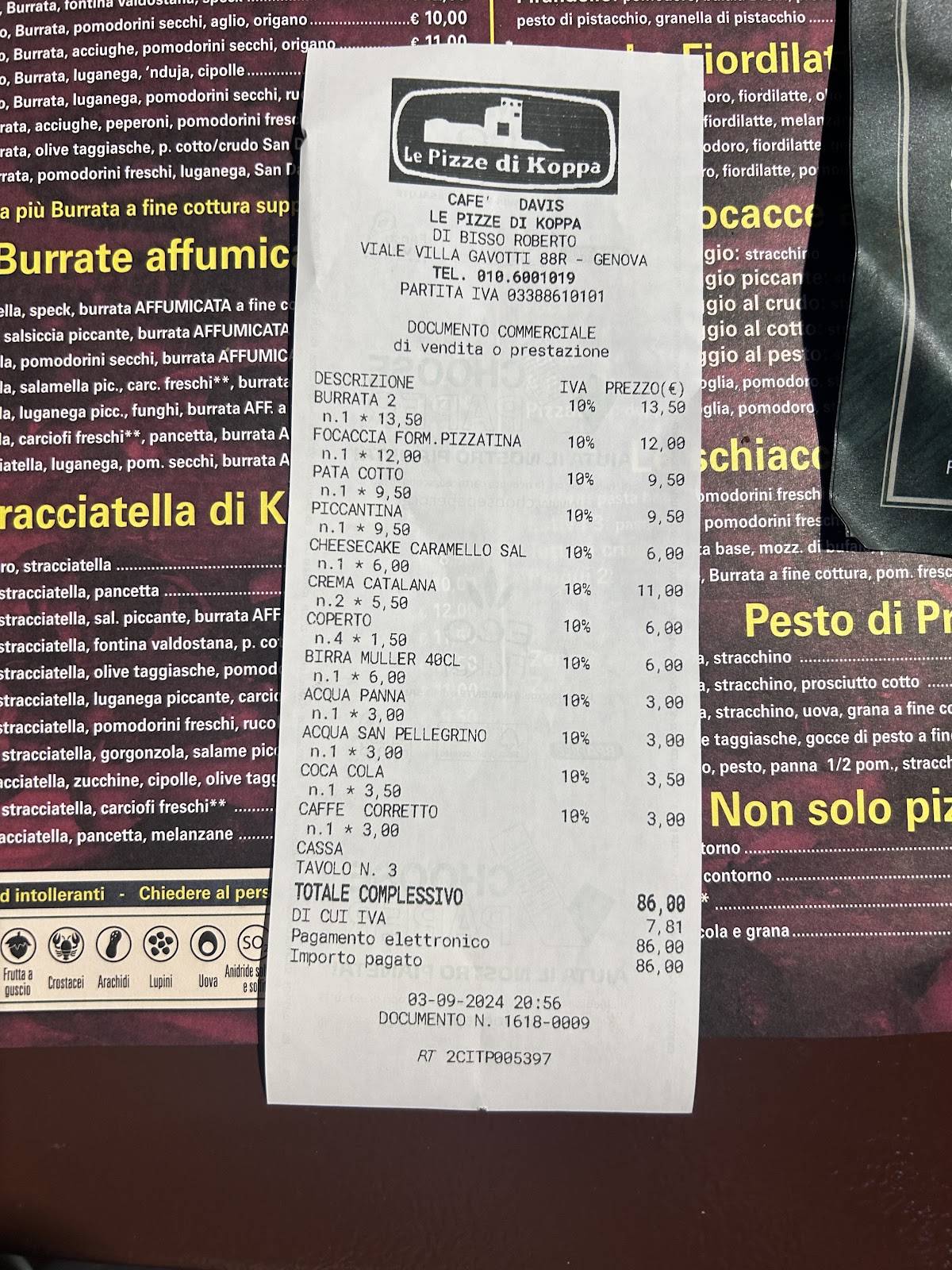 Menu di Le pizze di Koppa 