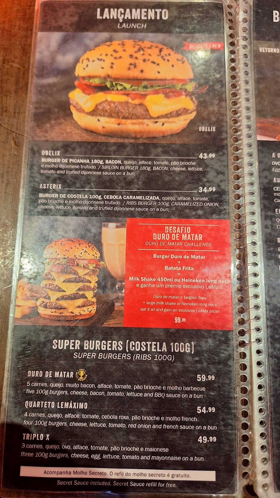 LeMax Hamburgueria cardápio