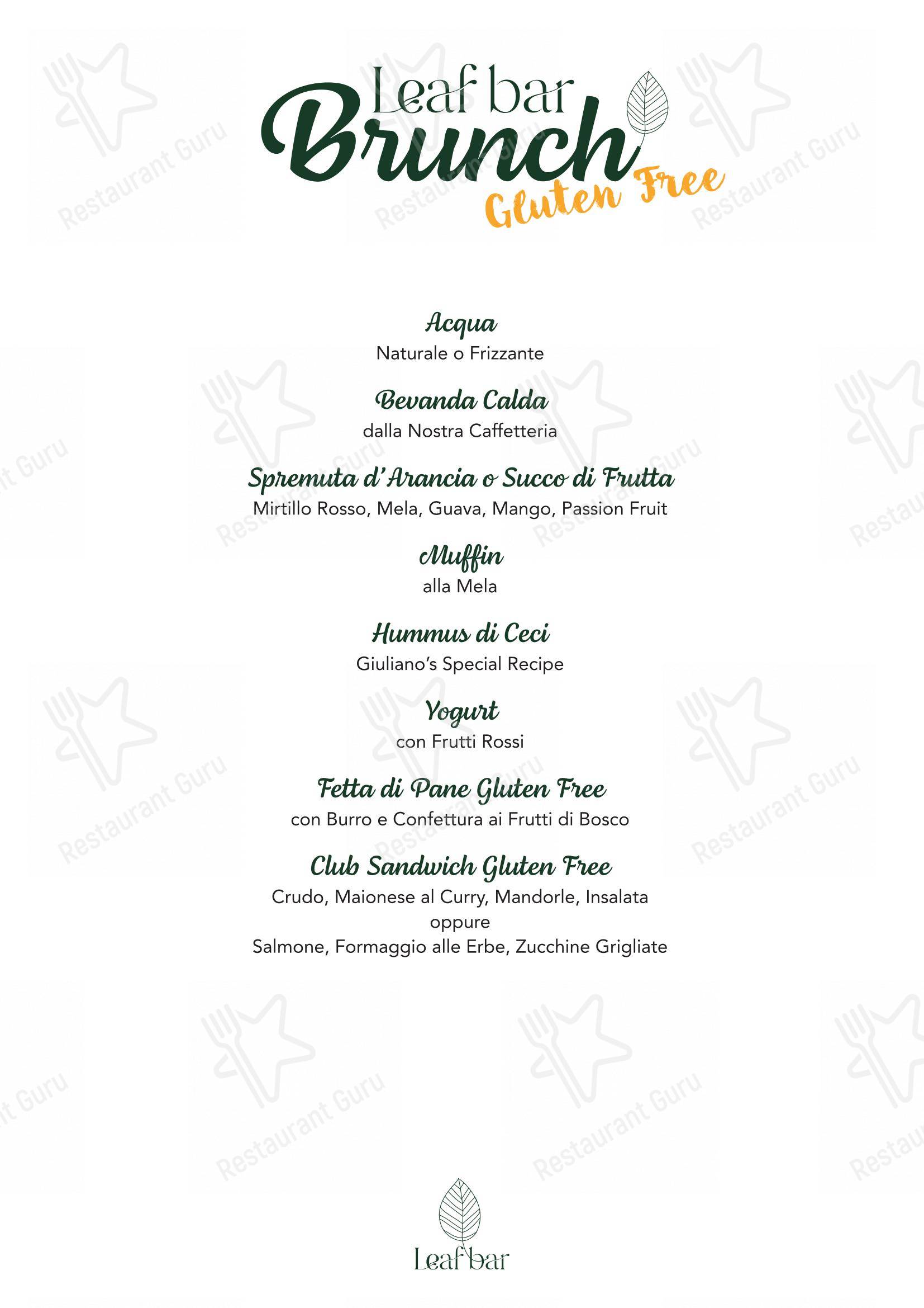 Основное меню per Leaf Bar in Lissone