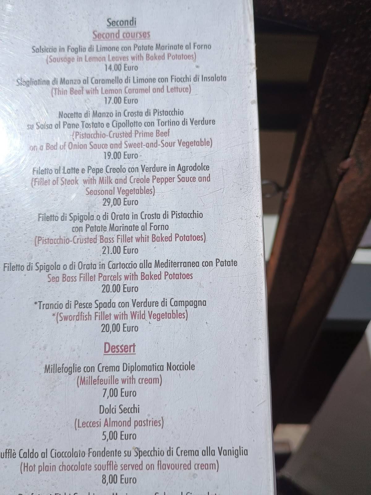 Menu di Volo Restaurant 