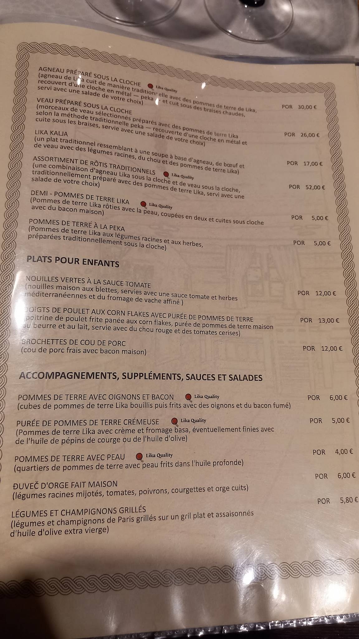 Menu de Lička kuća Restaurant - Plitvice Lakes
